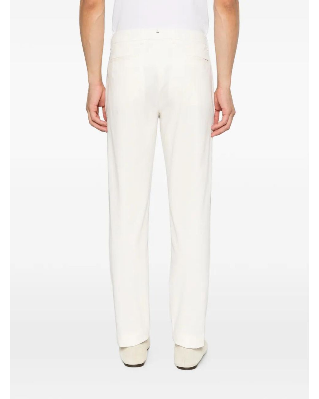 Berwich White Retro Long Pleated Trousers for men