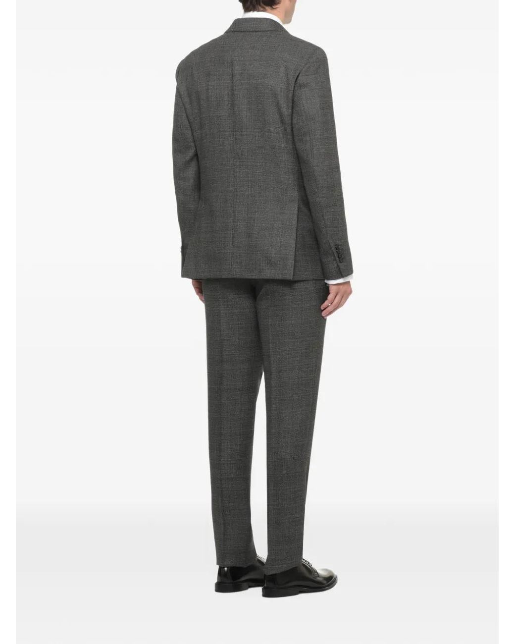 Lardini Gray Check-Pattern Virgin Wool Suit for men