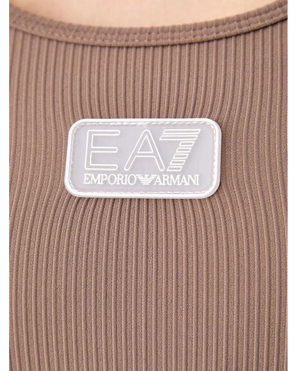 EA7 Geribbelde Sport-Bh Met Logo-Patch in het Black