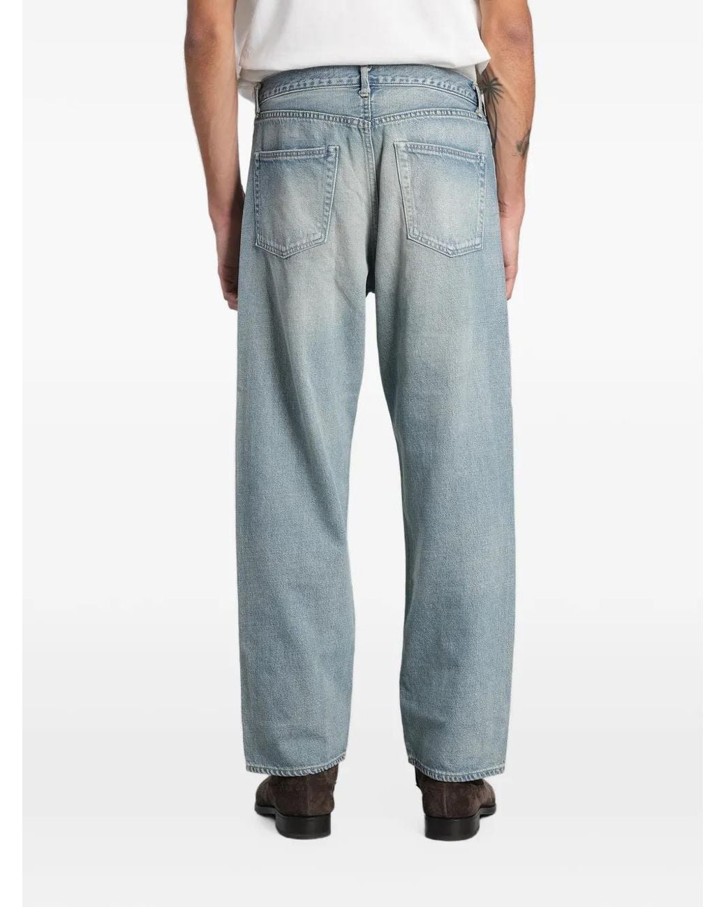 Ssstein Blue Whiskering-Effect Jeans for men