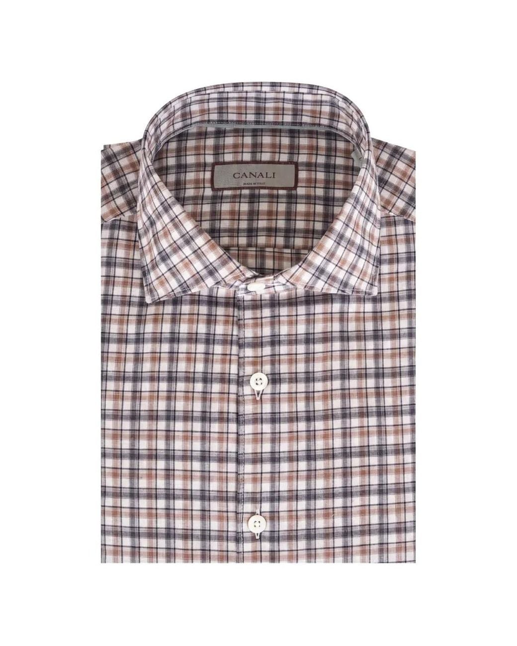 Canali Gray Check-Pattern Shirt for men