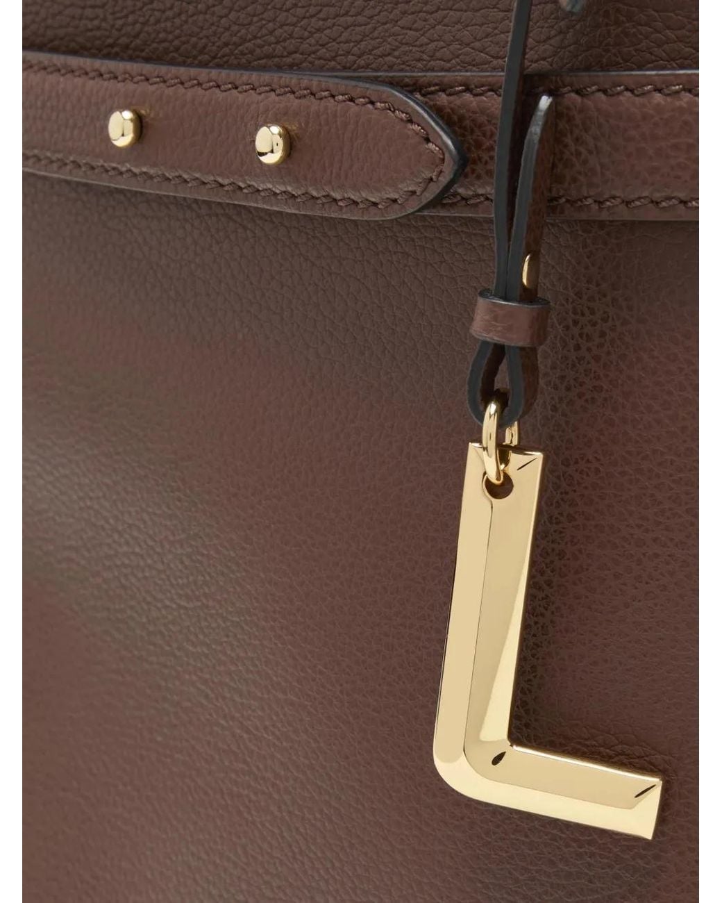 Lancel Brown Logo-Pendant Pebbled-Leather Tote Bag
