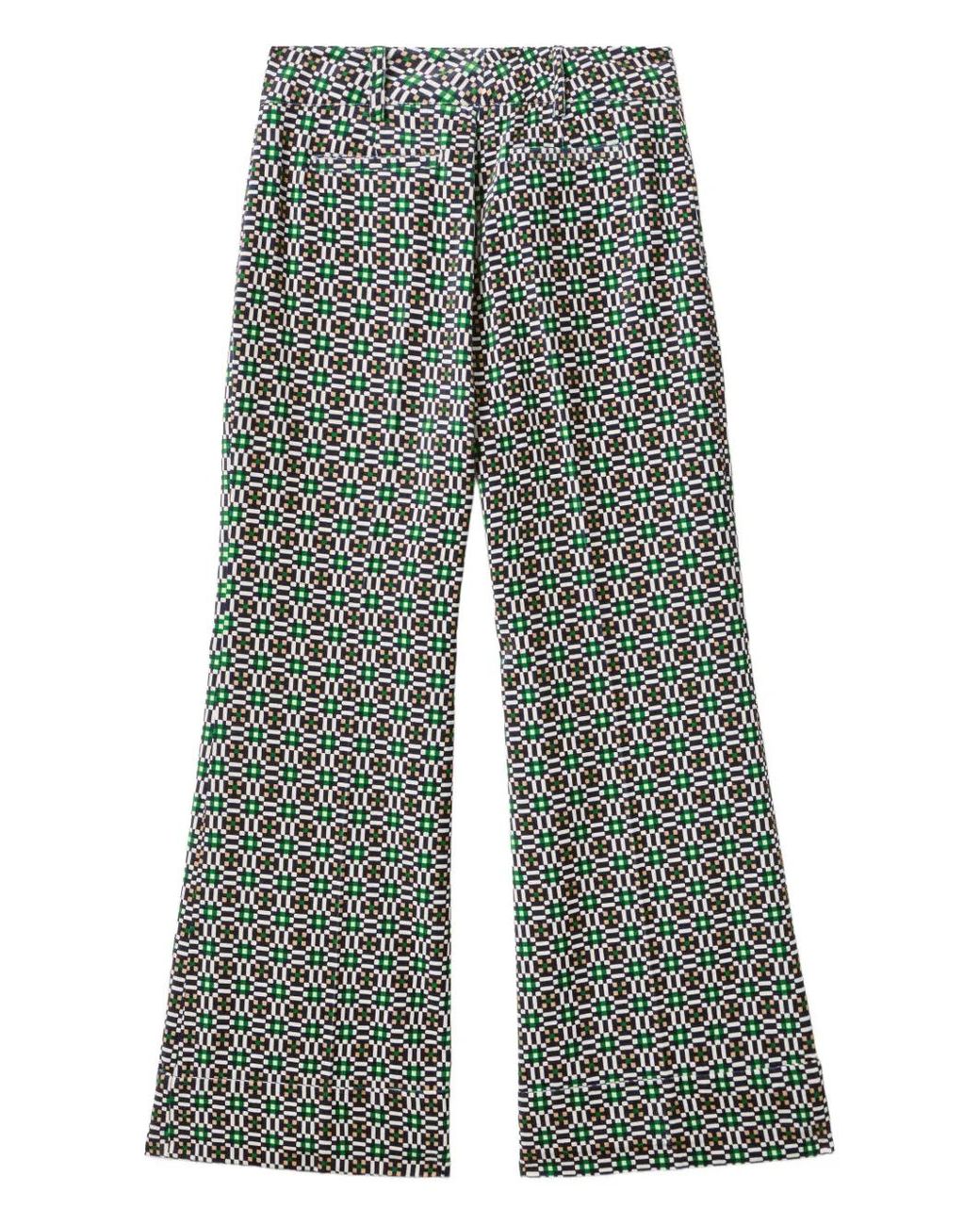 LaDoubleJ Gray Hendrix Geometric-Print Trousers