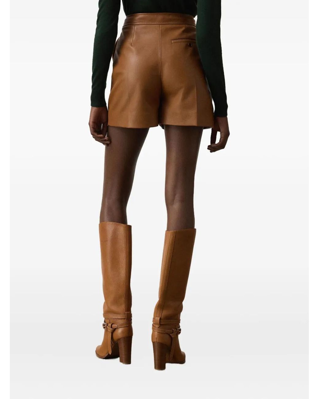 Ralph Lauren Brown Tailored Leather Shorts