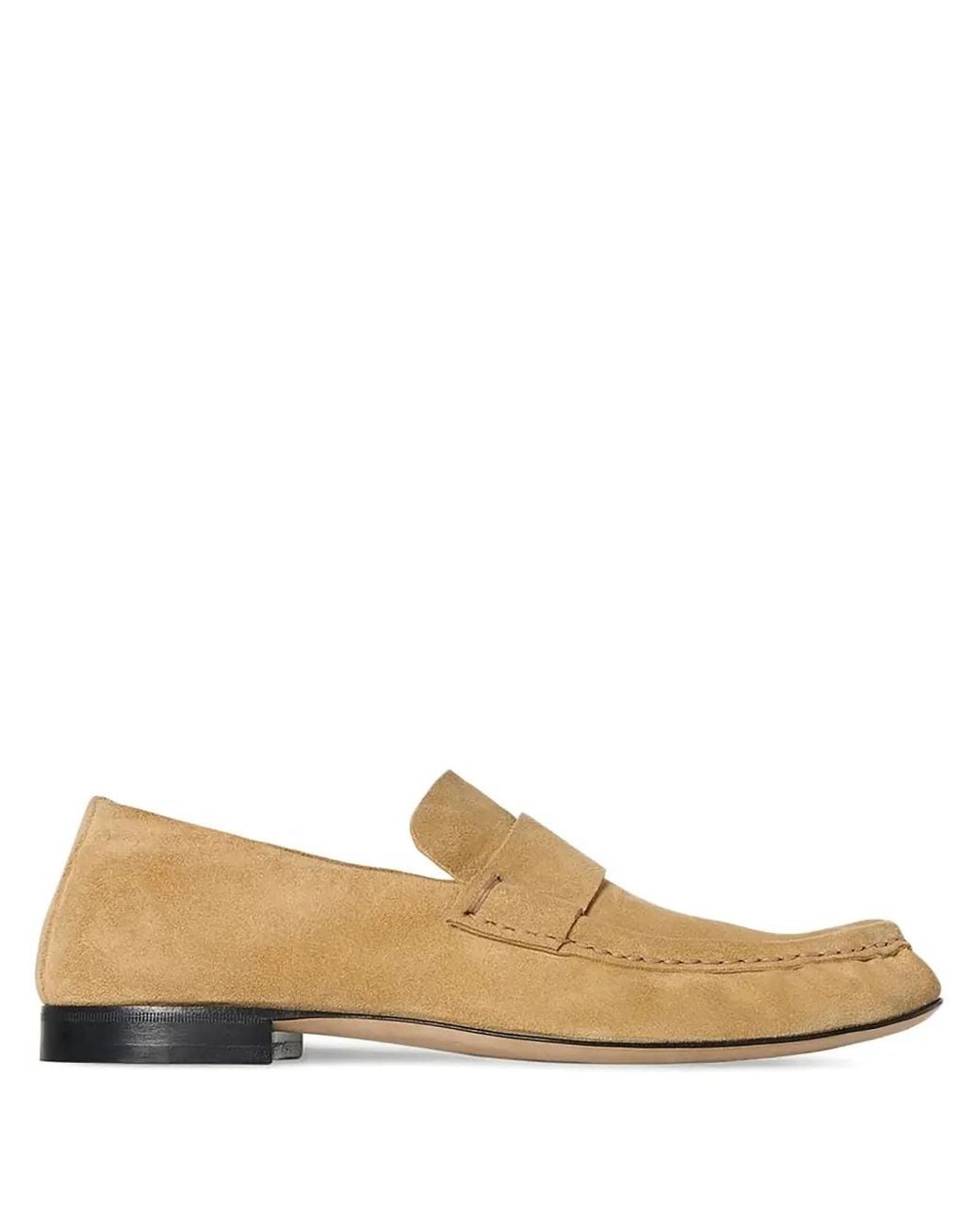 The Row Natural Soft Moccasin In Suede
