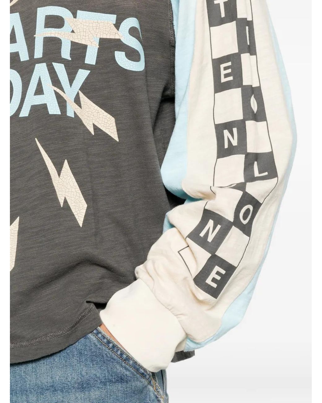 DIET STARTS MONDAY Gray Graphic-Print Panelled Long-Sleeved T-Shirt for men