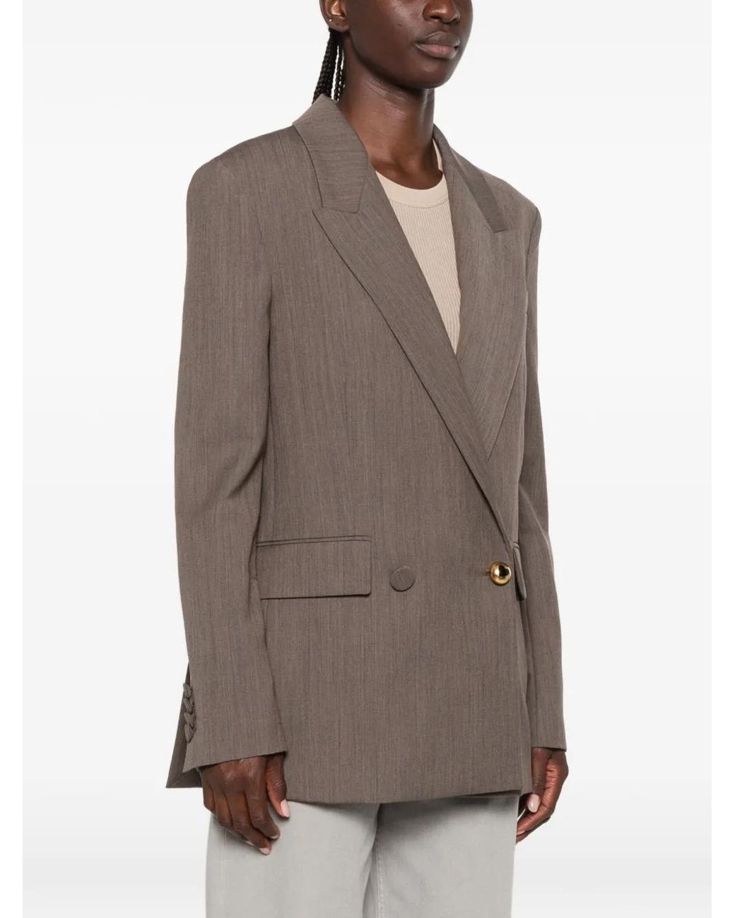 Moschino Brown Double-Breasted Heart-Button Blazer