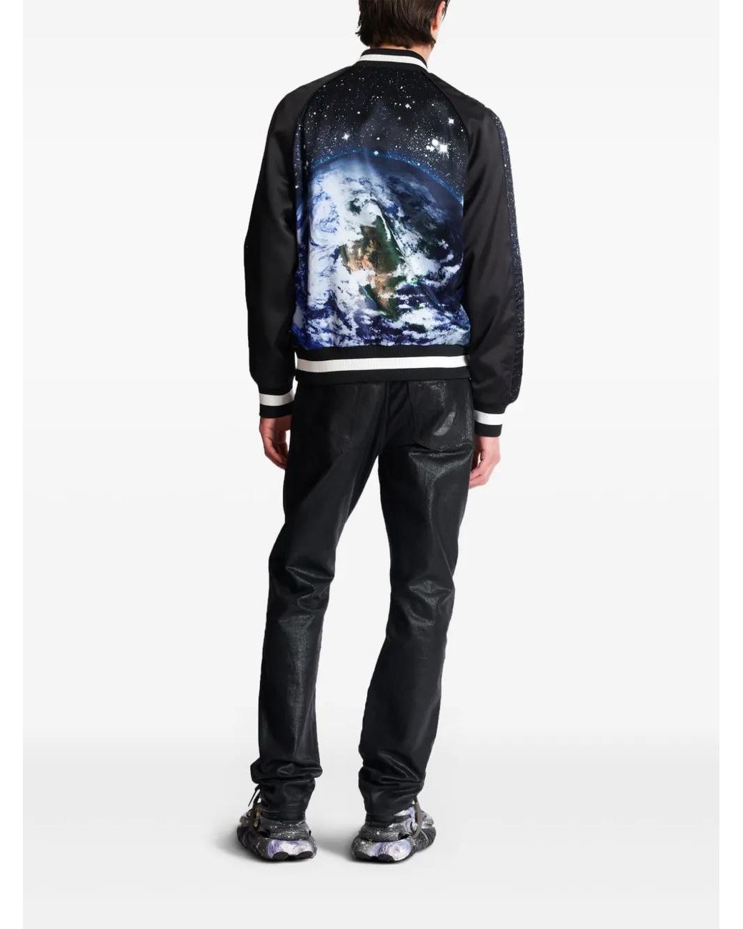 Balmain Blue Printed 'Bomber' Jacket for men
