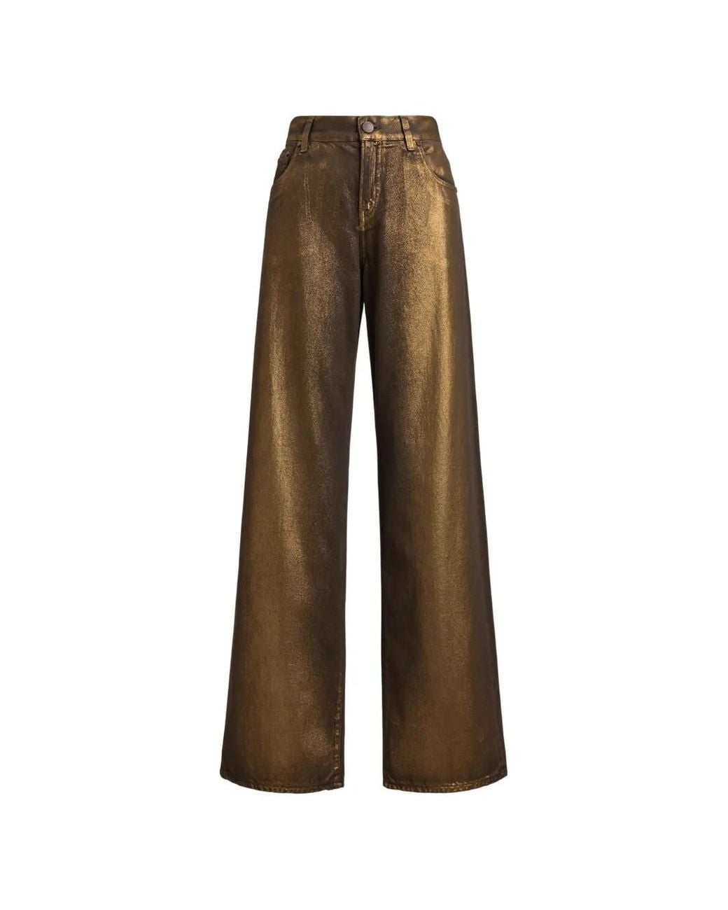 Ralph Lauren Natural Metallic-Finish Wide-Leg Jeans