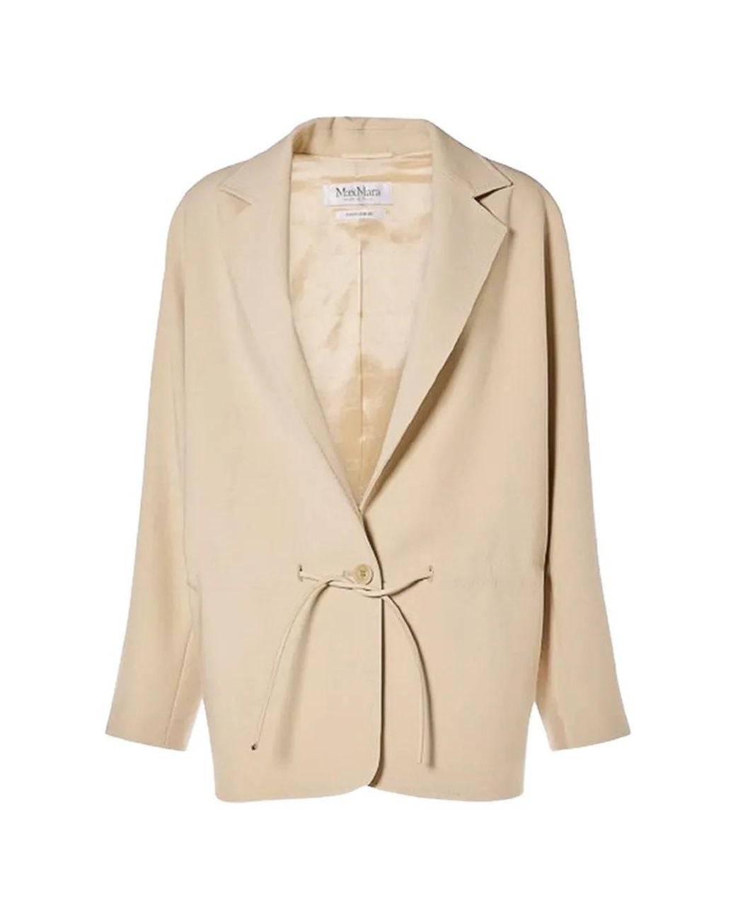 Max Mara Natural Drawstring-Waist Notched-Lapels Jacket