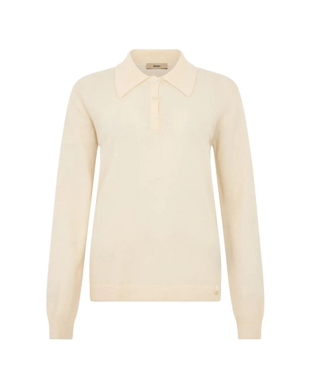 Herno White Button-Fastening Long-Sleeve Polo Top for men