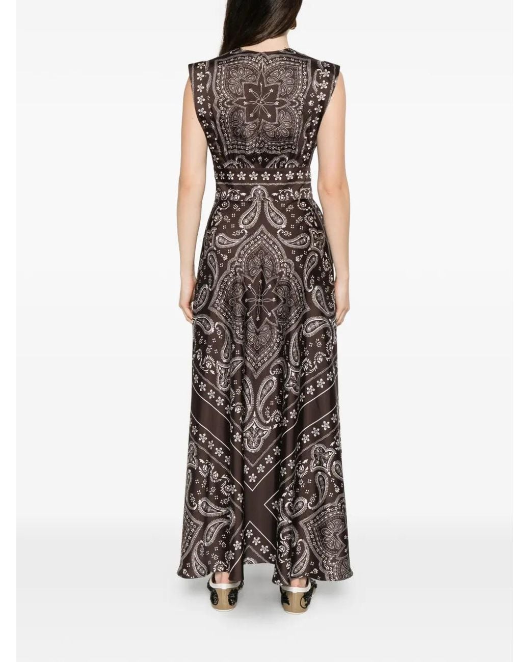 Sandro White Bandana-Print Maxi Dress