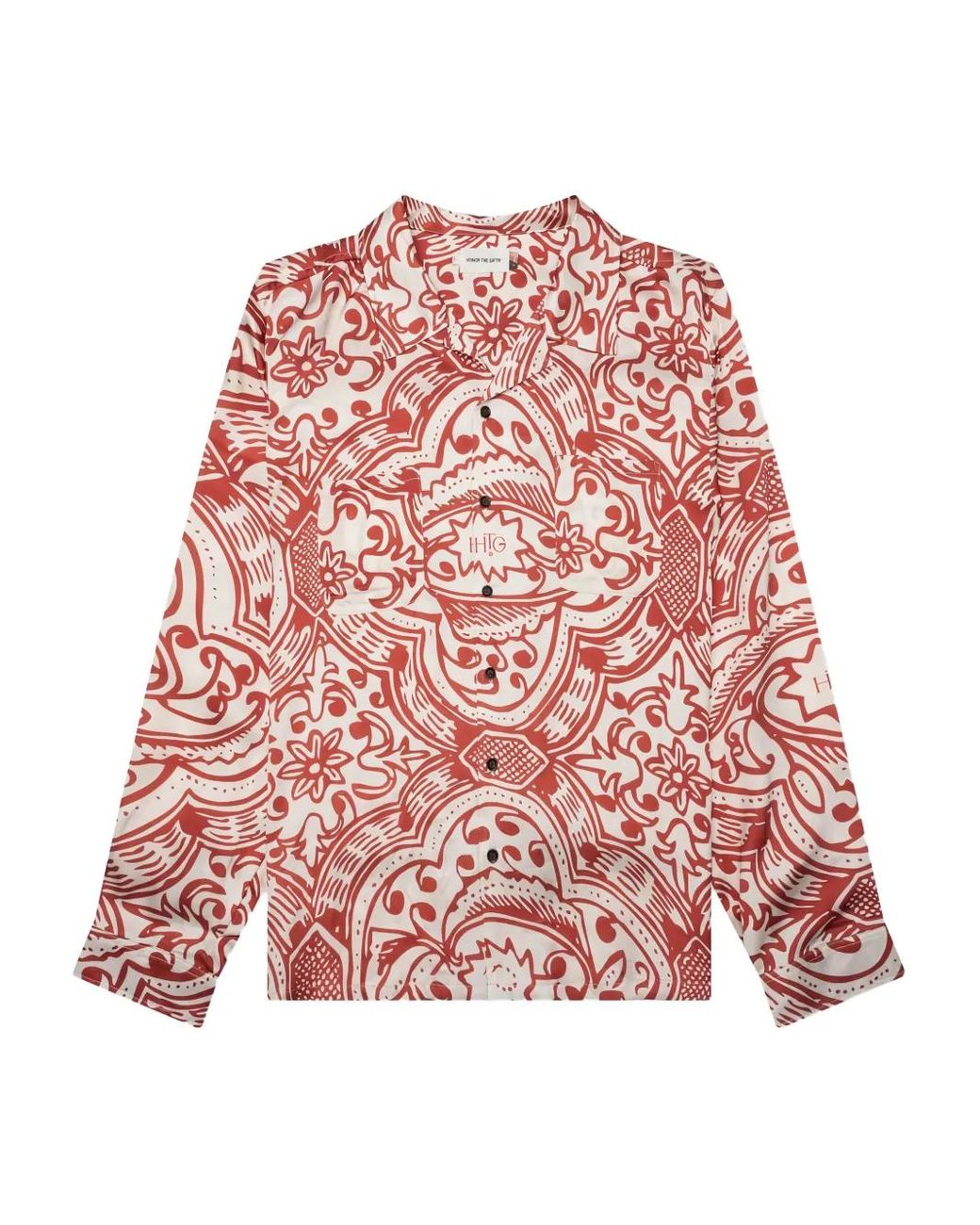 Honor The Gift Red Patterned-Print Long-Sleeves Shirt for men