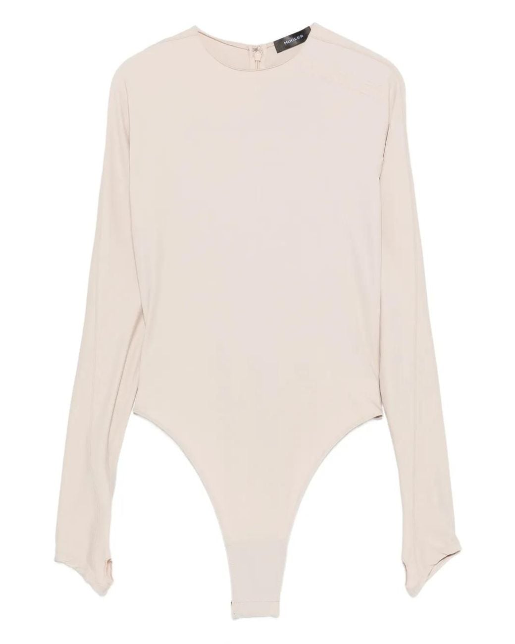 Mugler White Long-Sleeve Thumb-Holes Bodysuit