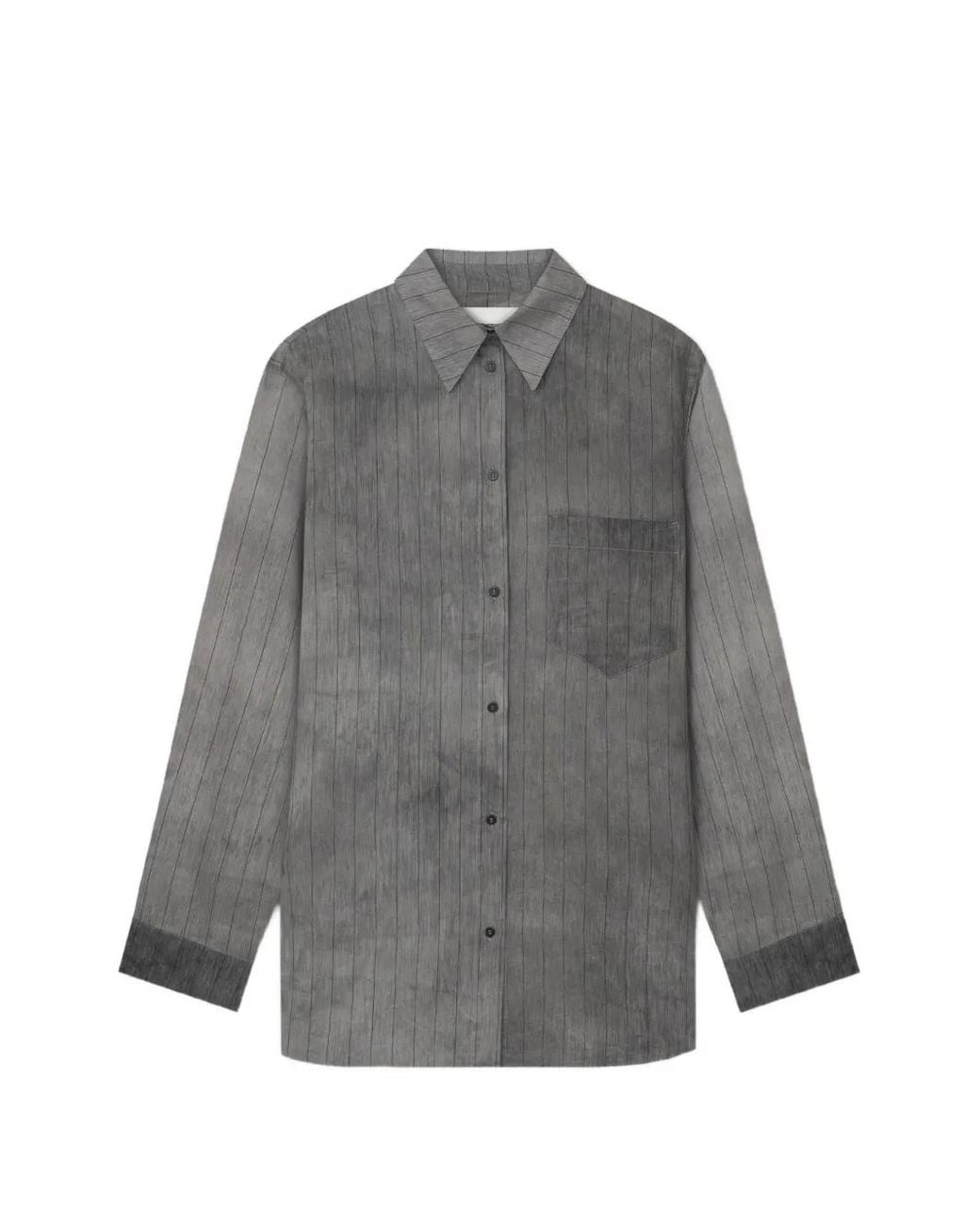 Nanushka Gray Chemise Oversize Chaska À Fines Rayures