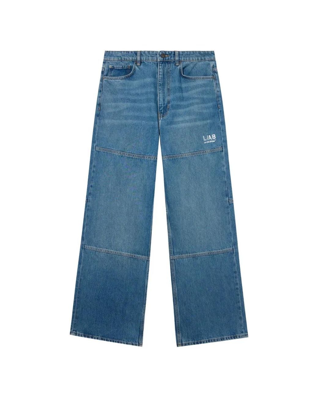 LAB C.O. OFF WHITE Blue Diagonal Wide-Leg Jeans for men