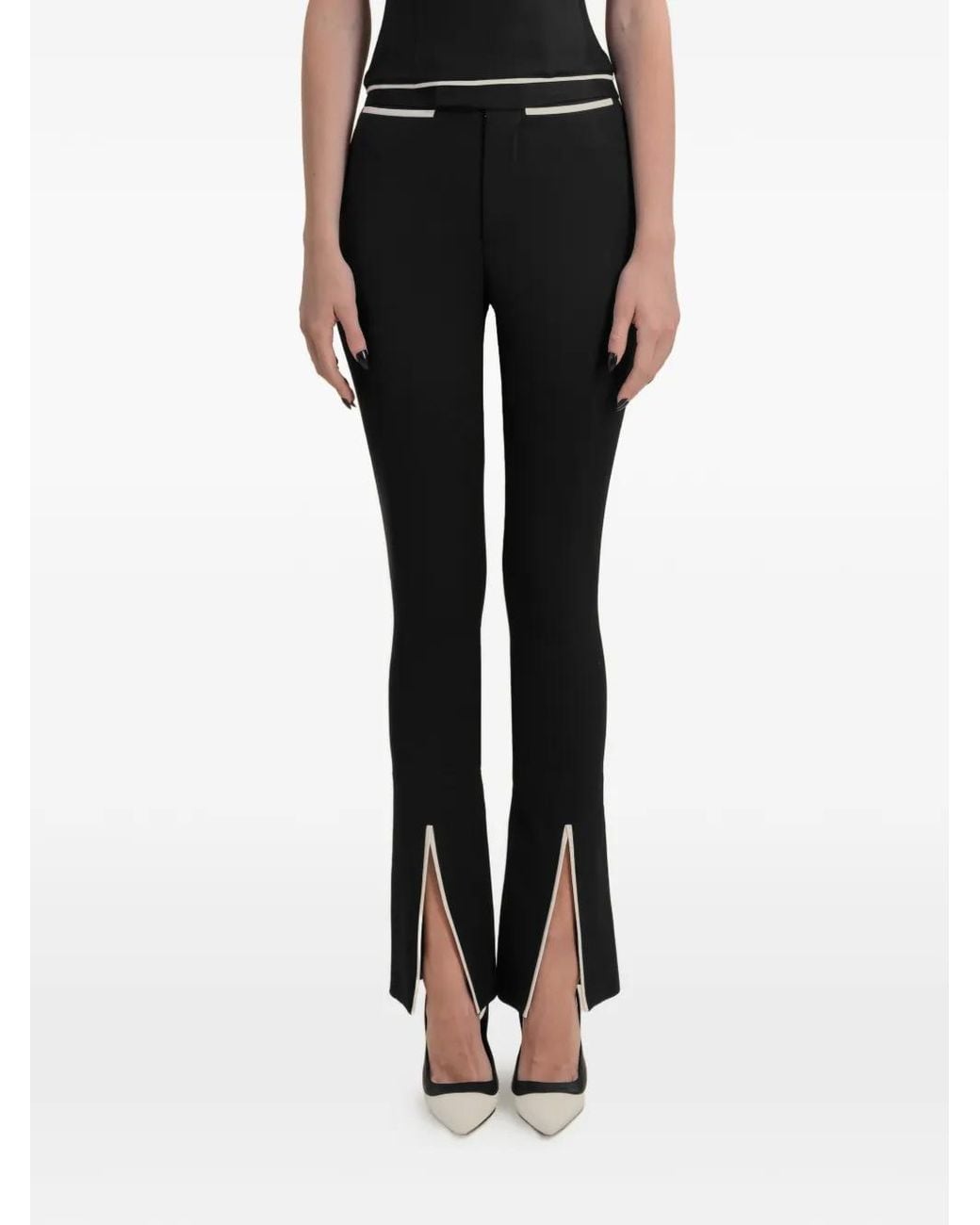 Contessa Mills Black Helix Contrast-Trim Trousers