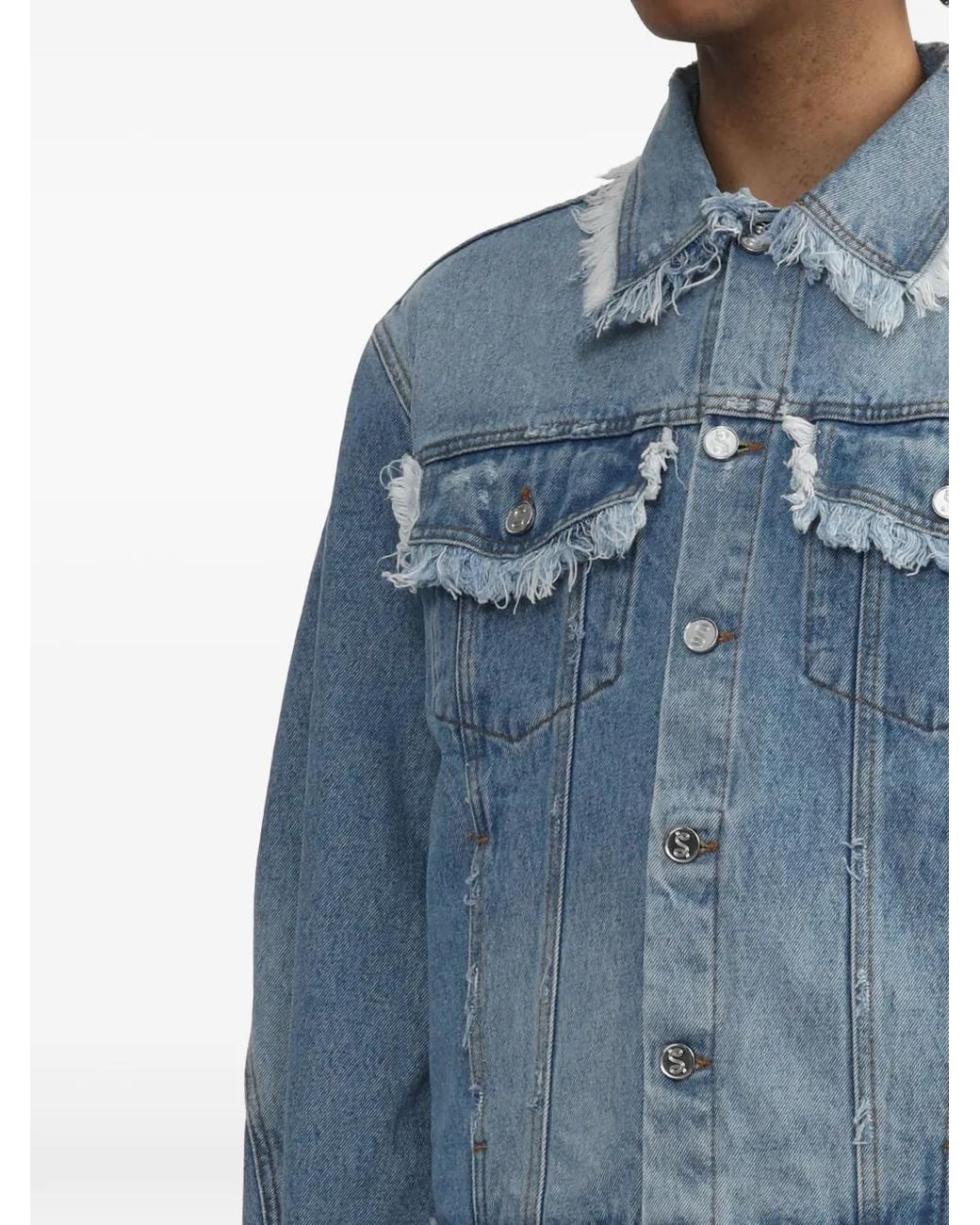 Séfr Blue Veste En Jean À Bords Francs for men