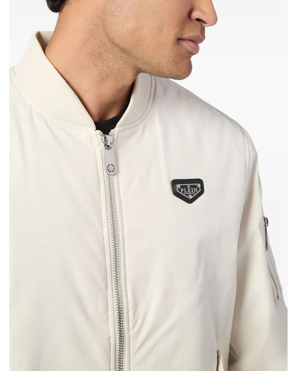 Philipp Plein Natural Logo-Plaque Bomber Jacket for men