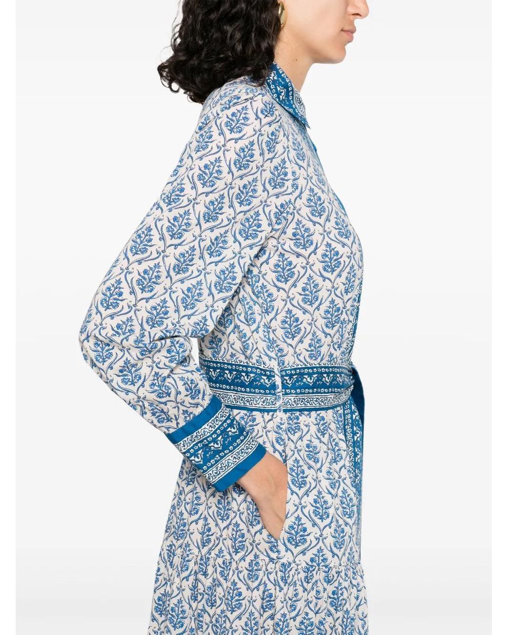 Mc2 Saint Barth Blue Long Cotton Chemisier Dress