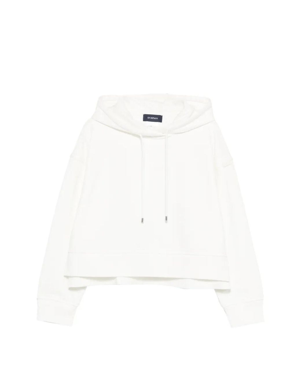 Sportmax White Drawstring Hooded Sweater With Side Slits