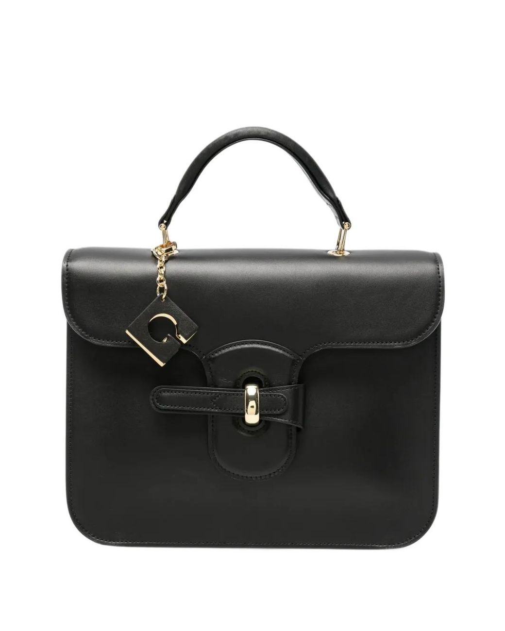 Gherardini Black Bellona Logo-Charm Tote Bag