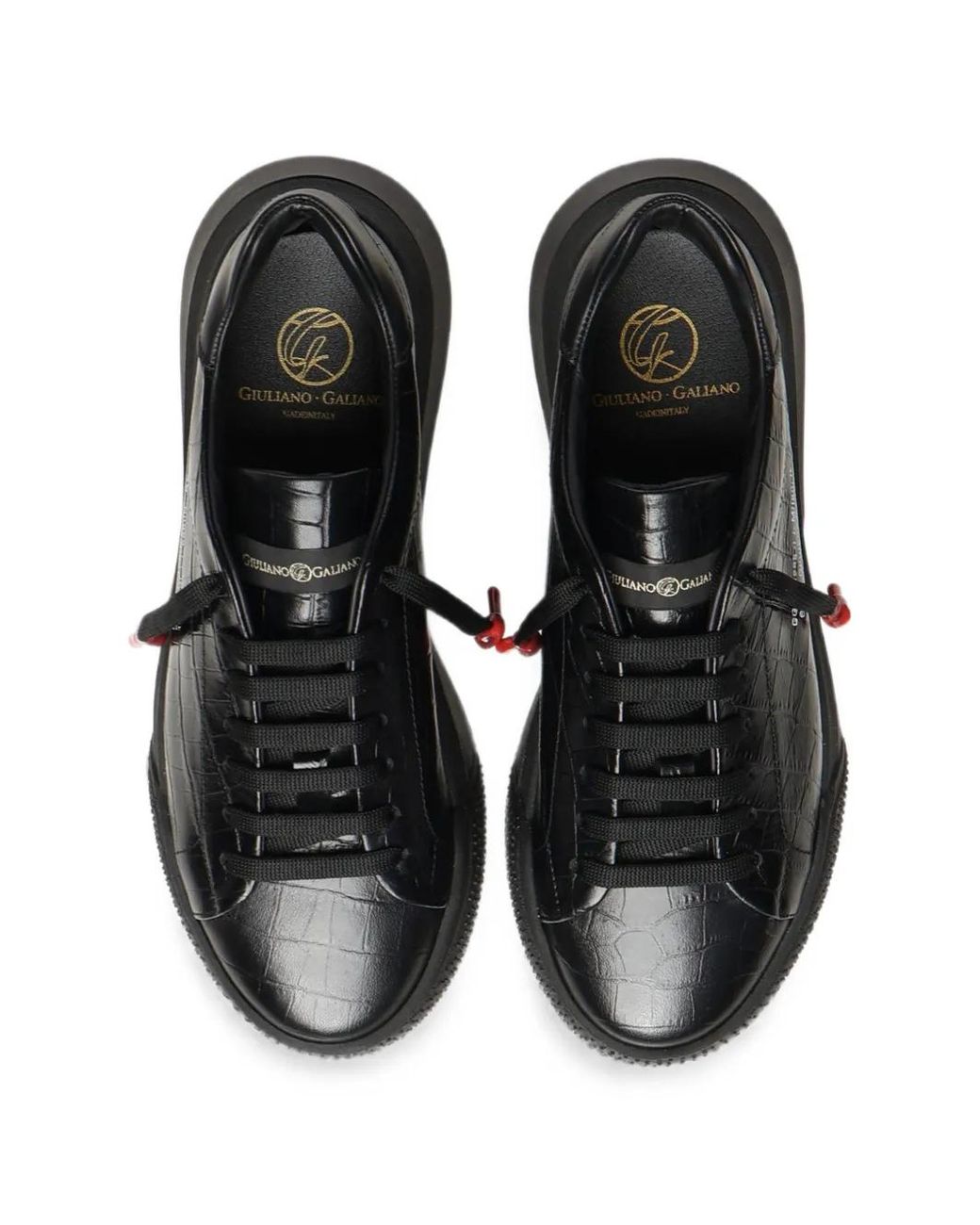 Giuliano Galiano Black Nemesis 2 Crocodile-Effect Sneakers for men