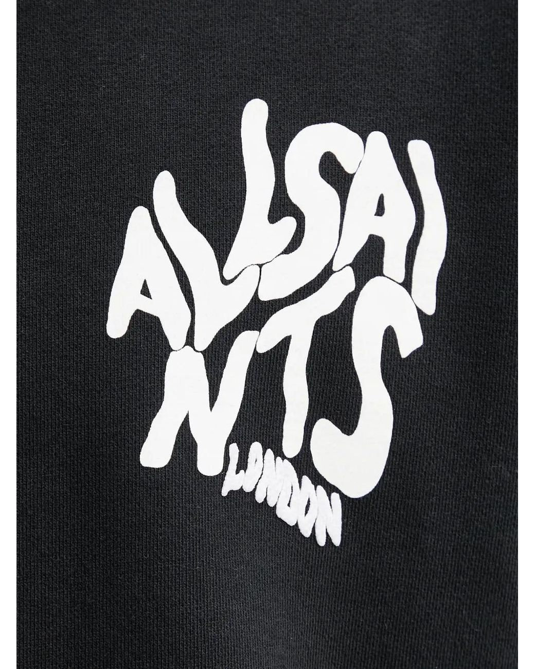 AllSaints Black Graphic Drawstring Hoodie for men