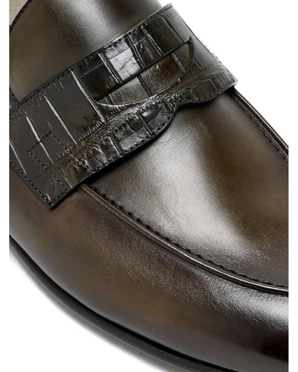Neil Barrett White Crocodile-Effect Leather Loafers for men