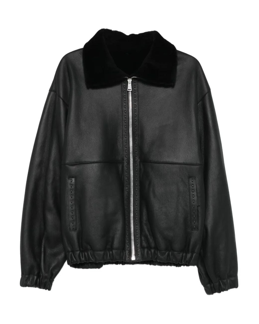 Chaqueta Bómber De Piel Fendi de hombre de color Black
