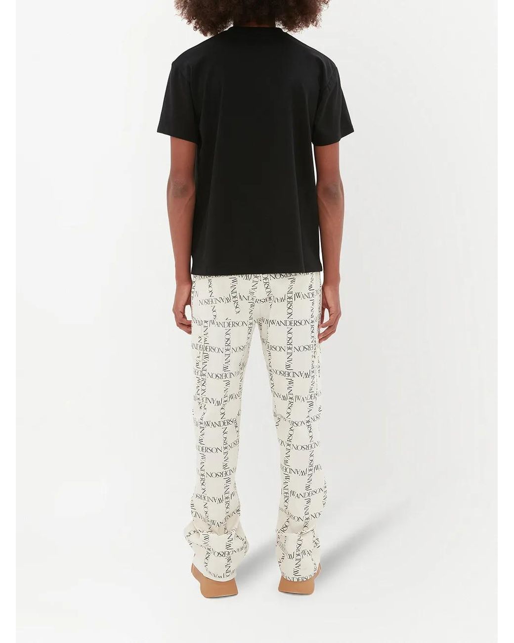 J.W. Anderson Natural Logo-Print Straight-Leg Trousers for men