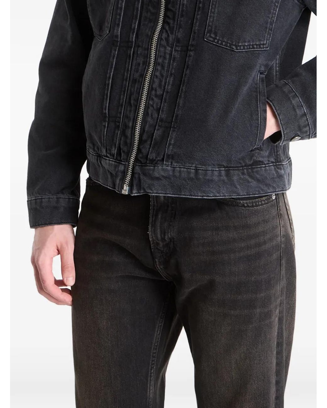 AllSaints Black Faded-Wash Denim Jacket for men