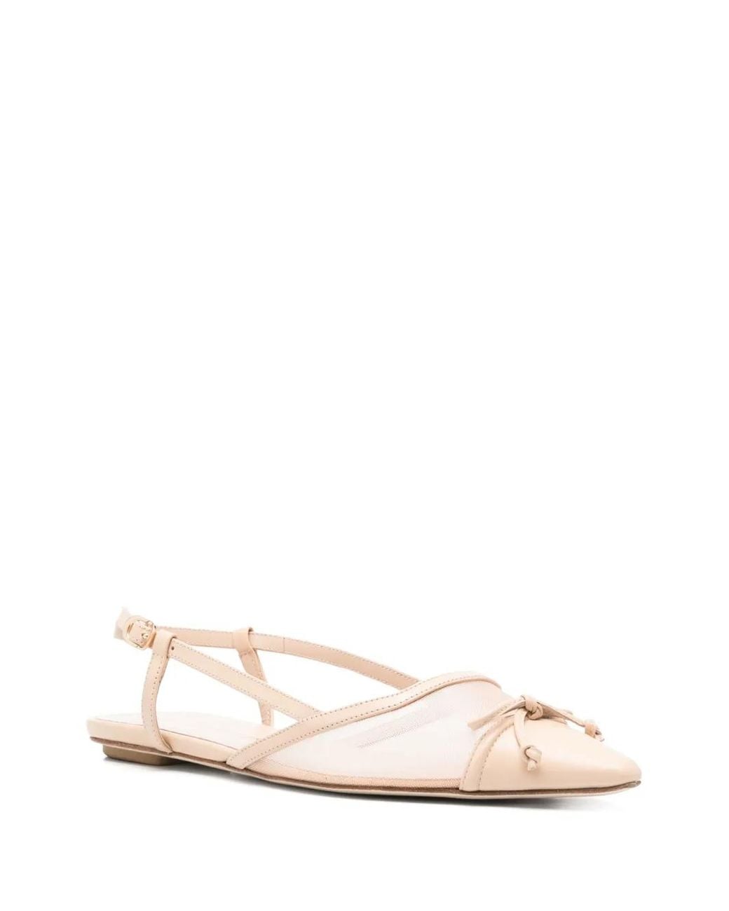 Stuart Weitzman Natural Mesh-Panel Ballet Flats