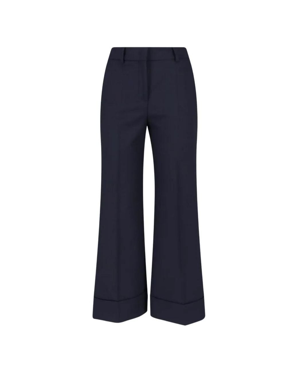 Incotex Blue Pressed-Crease Turn-Up Cuff Trousers