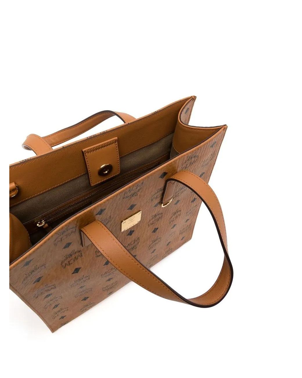 Borsa Tote Aren Piccola Con Monogramma di MCM in Brown