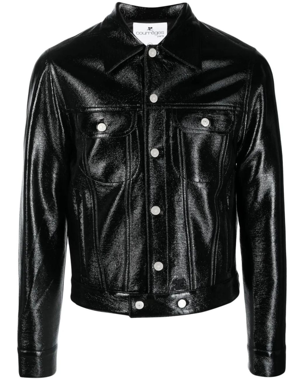 Courreges Black Faux-Leather Button-Up Jacket for men