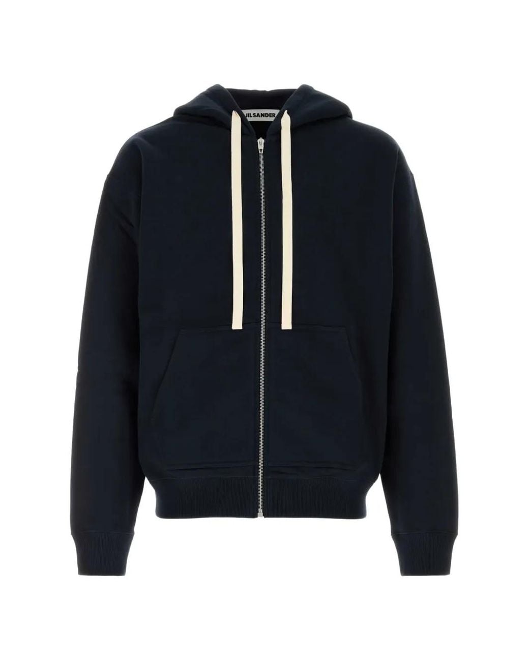 Jil Sander Blue Zip-Up Drawstring Hoodie for men