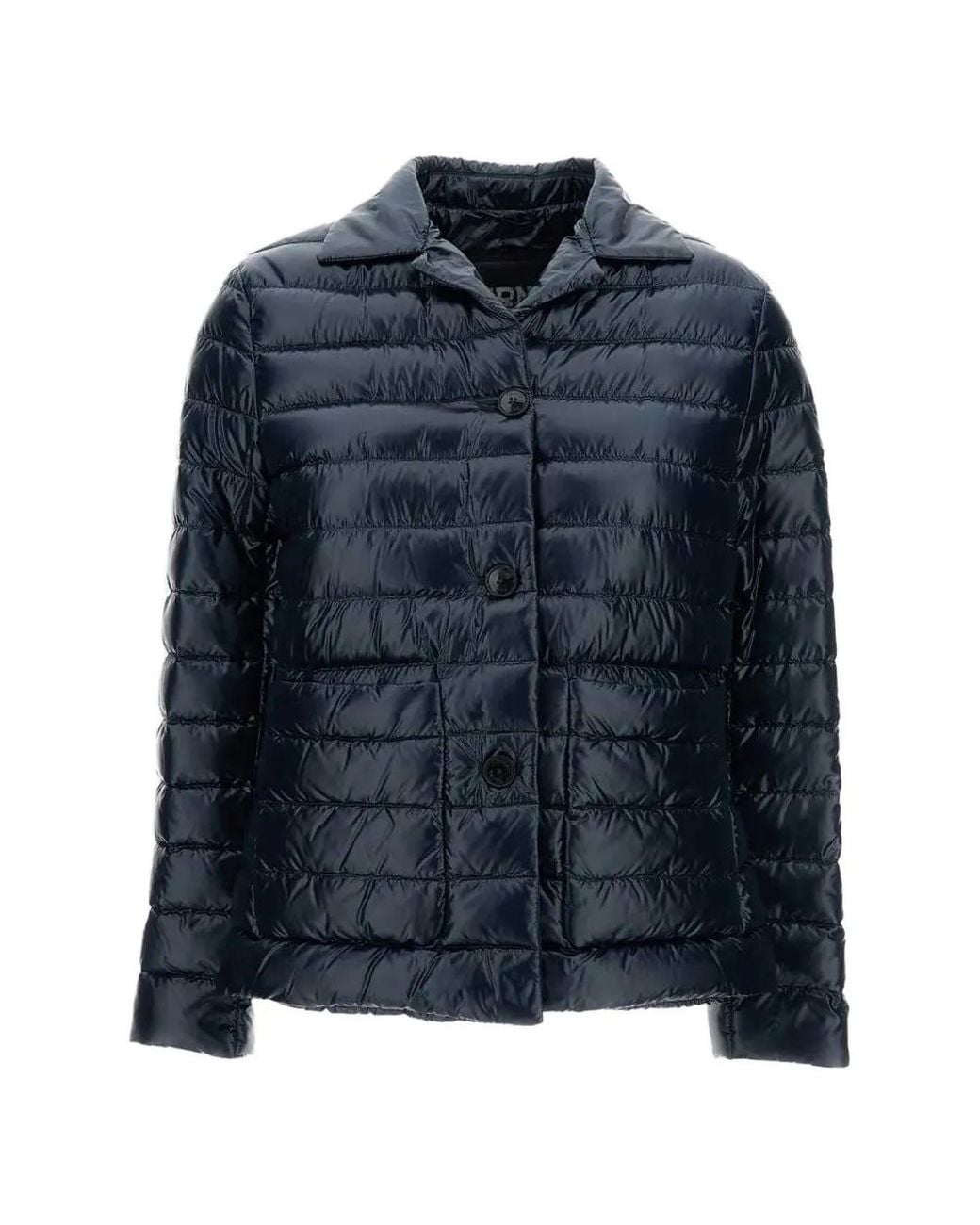 Herno Blue Quilted Button-Up Jacket