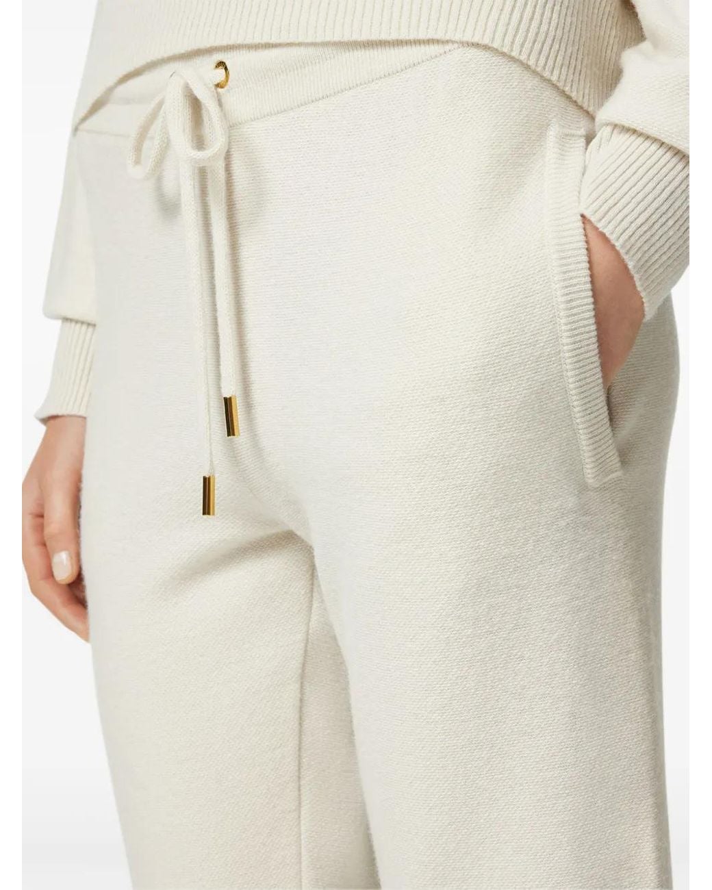 Versace White Wool-Blend Flared Towel Pants