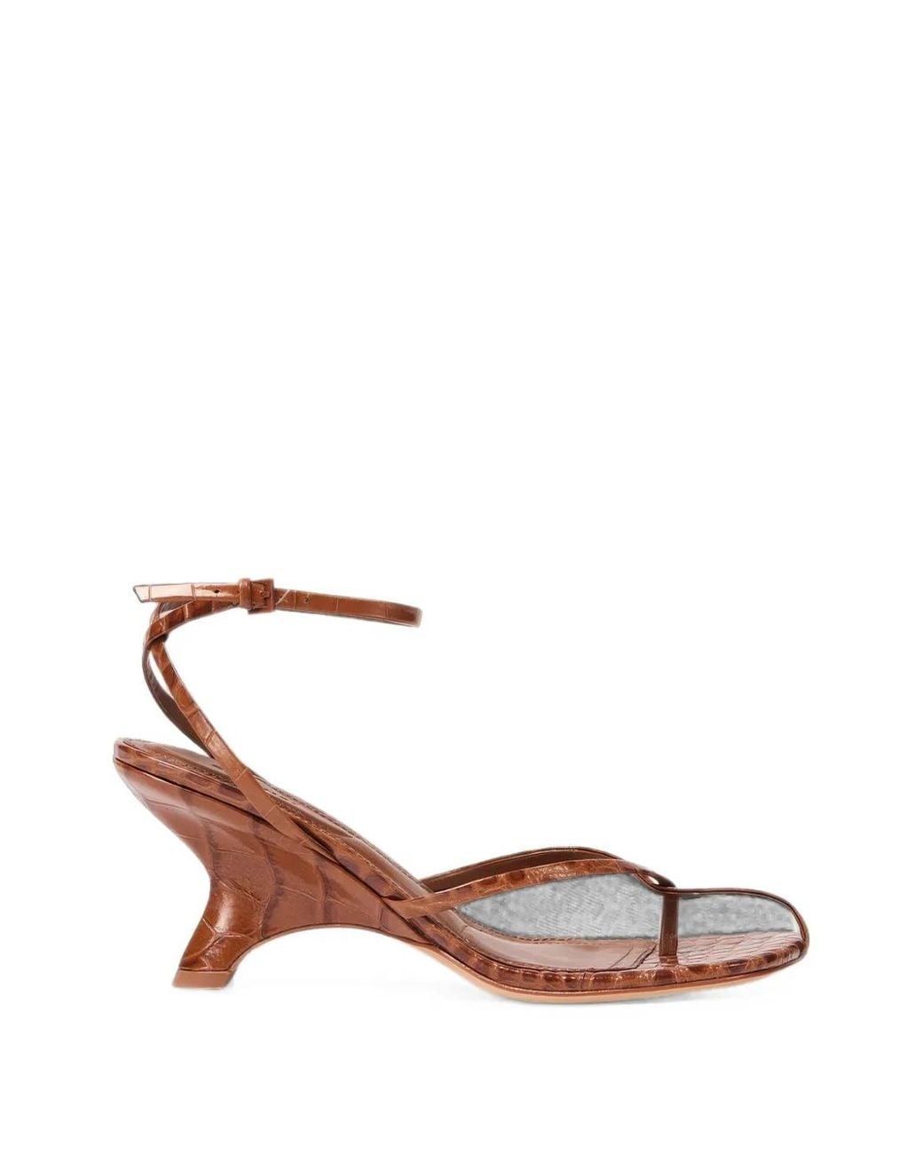 Jonathan Simkhai Brown Kelsey Crocodile-Effect Leather Sandals