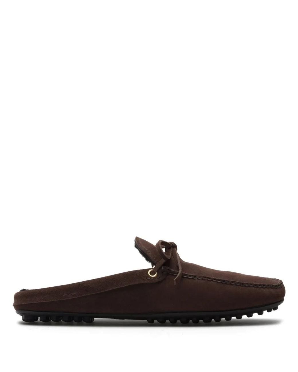 Car Shoe Brown Lace-Up Suede Slippers for men