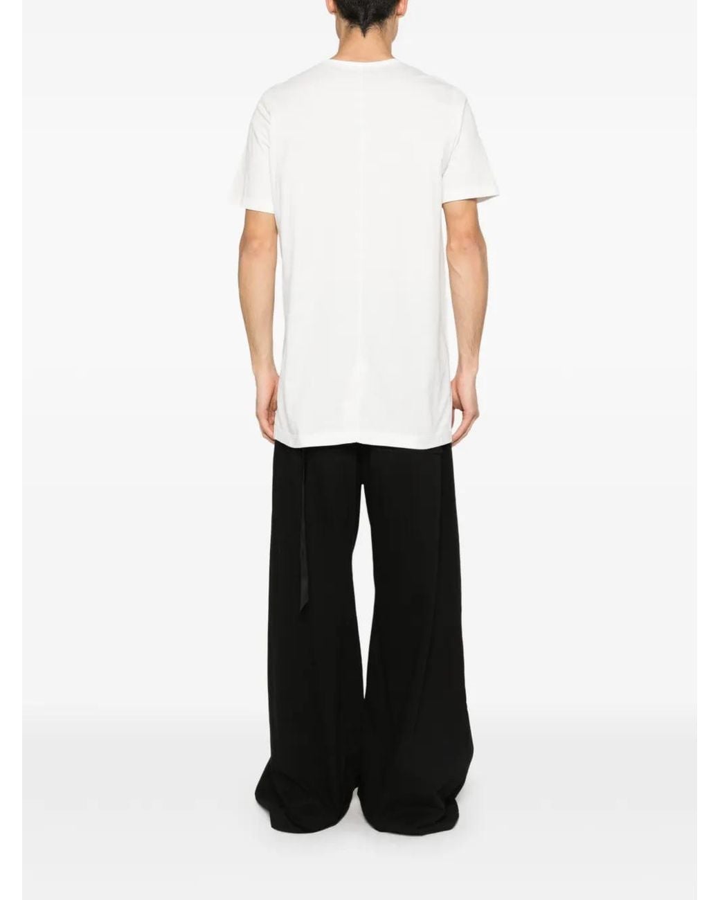Rick Owens White Crew Neck Front Print T-Shirt for men