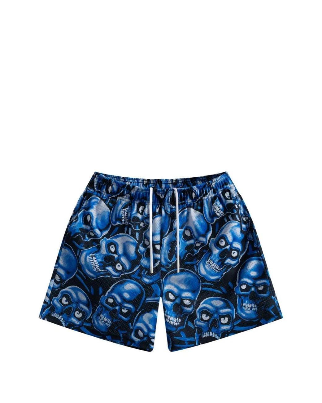 Bravest Studios Blue Skull-Print Drawstring Track Shorts for men