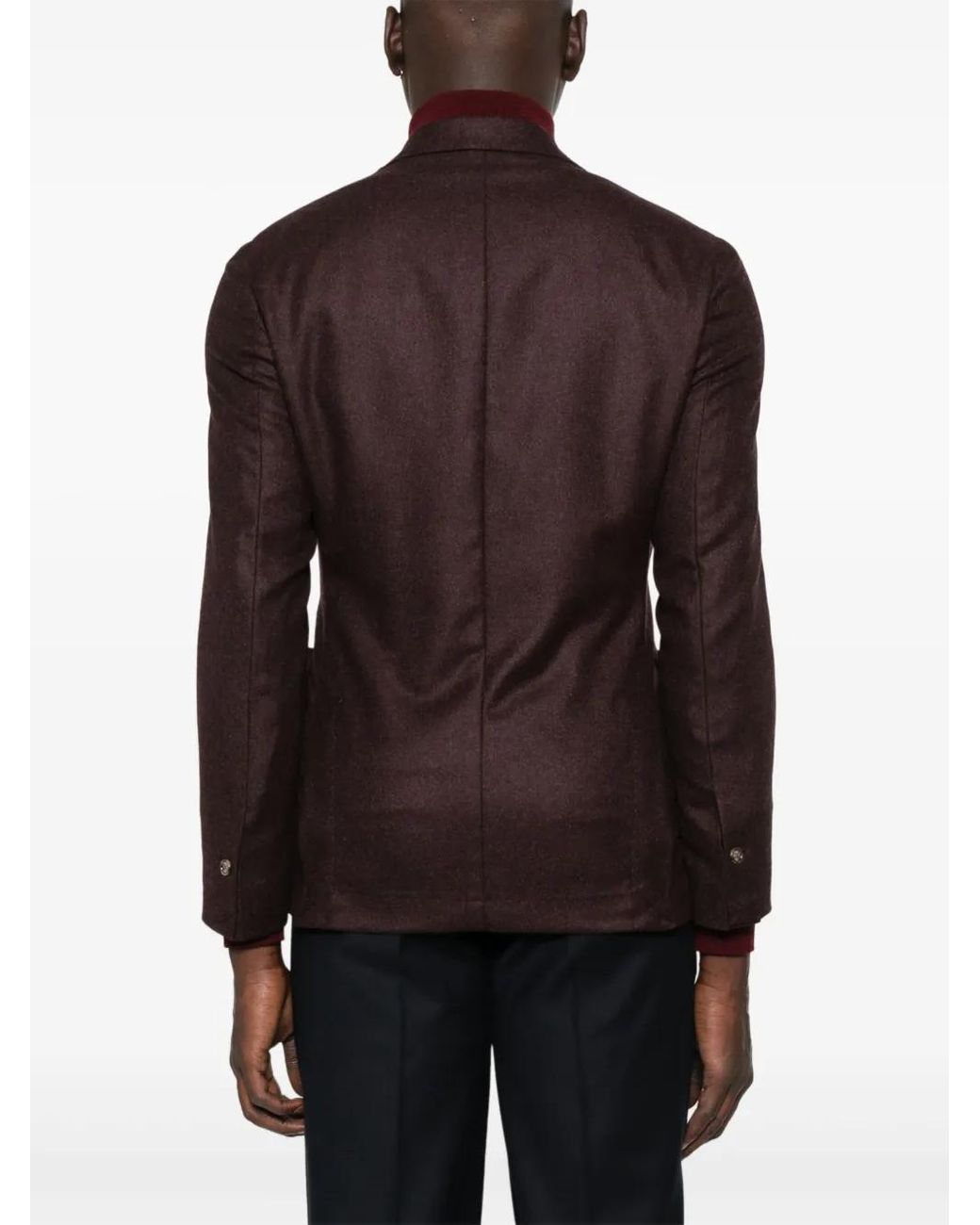 Barba Napoli Brown Patch-Pocket Button-Front Blazer for men