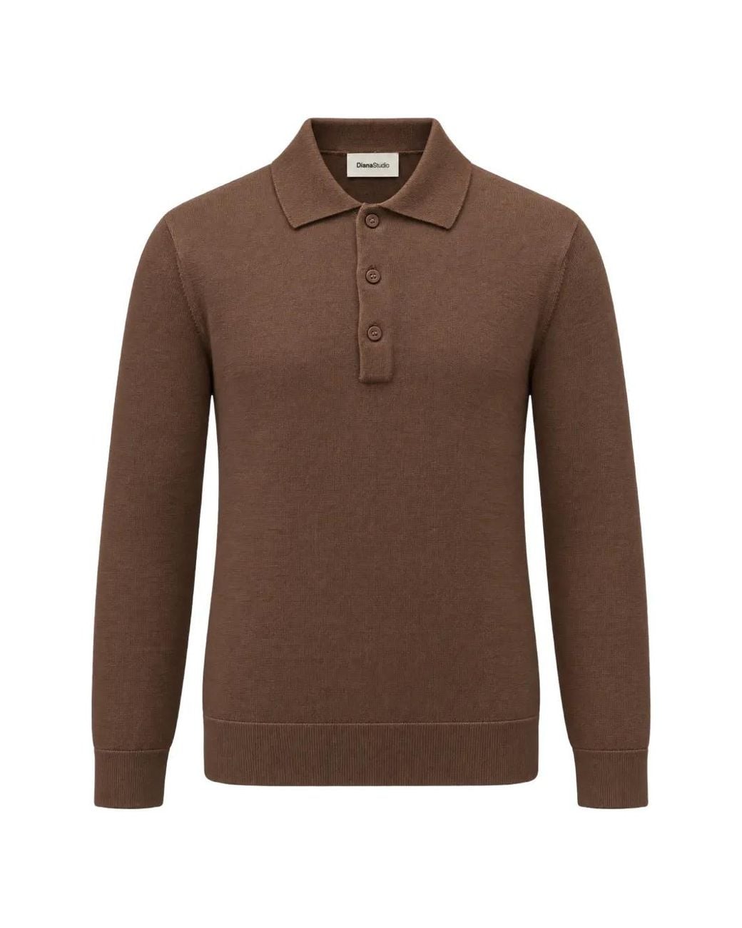 Diana Studio Brown Button-Fastening Polo-Collar Sweater for men