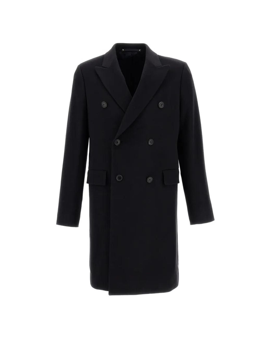 Paul Smith Black Double-Breasted Coat for men