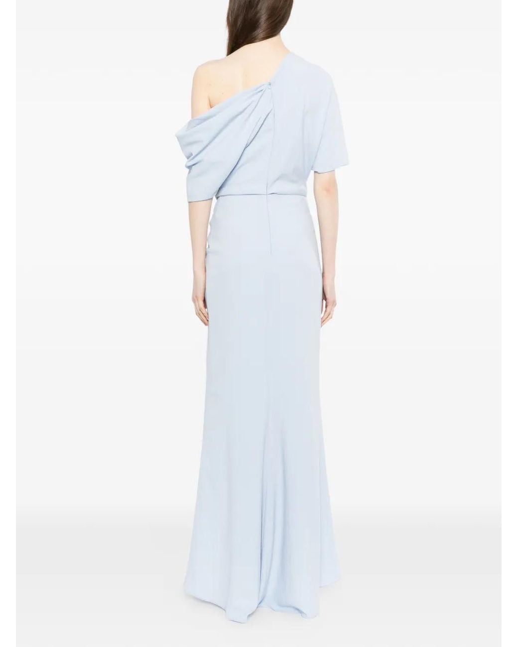 Amsale Pebble Crepe Slouch Maxi Dress in White | Lyst