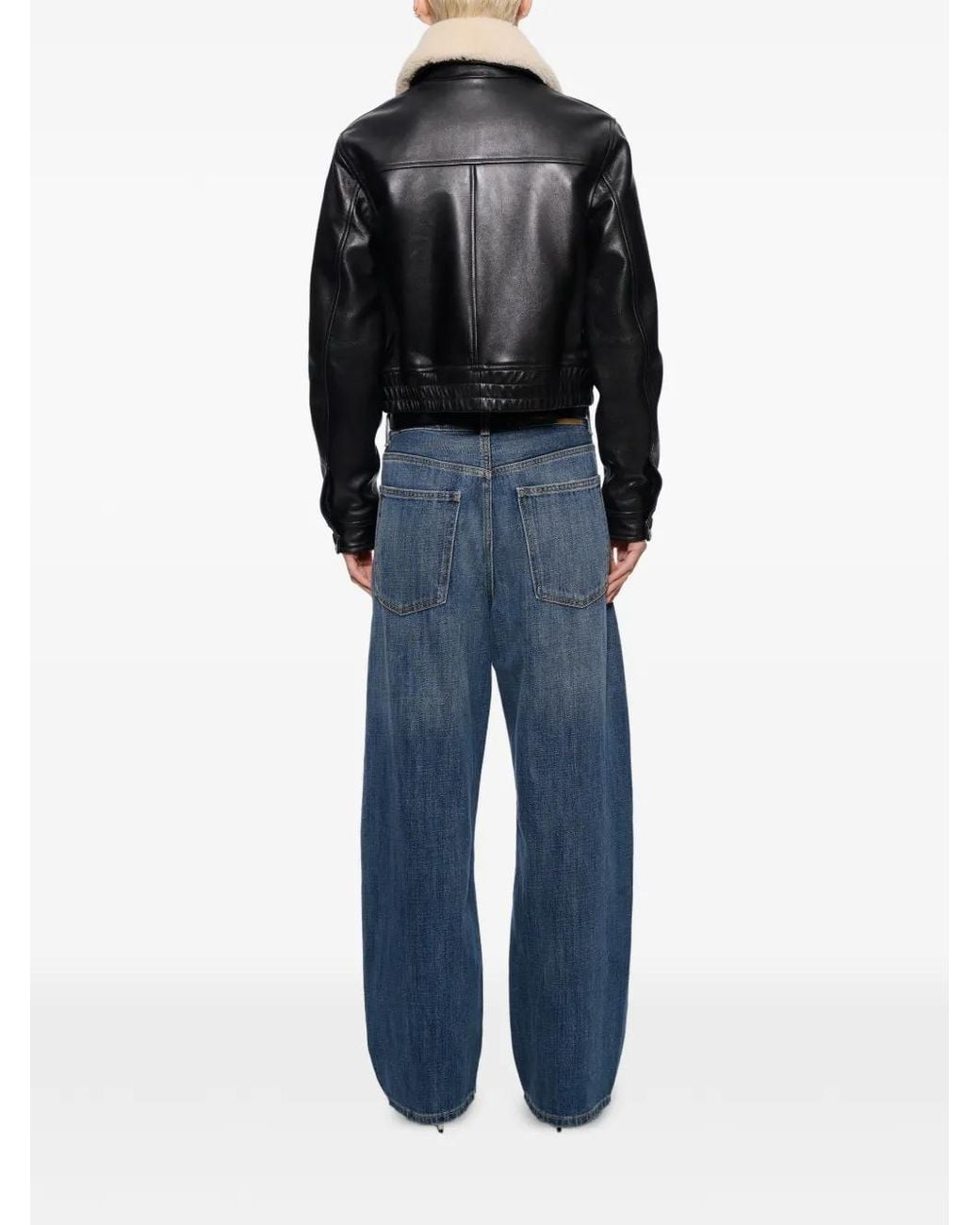 Stand Studio Black Dee Faux-Fur Collar Leather Jacket