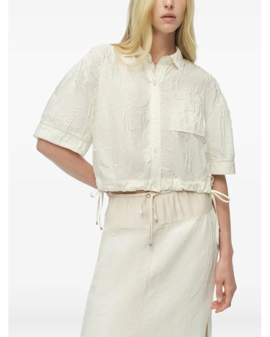 Jonathan Simkhai White Drawstring Shirt