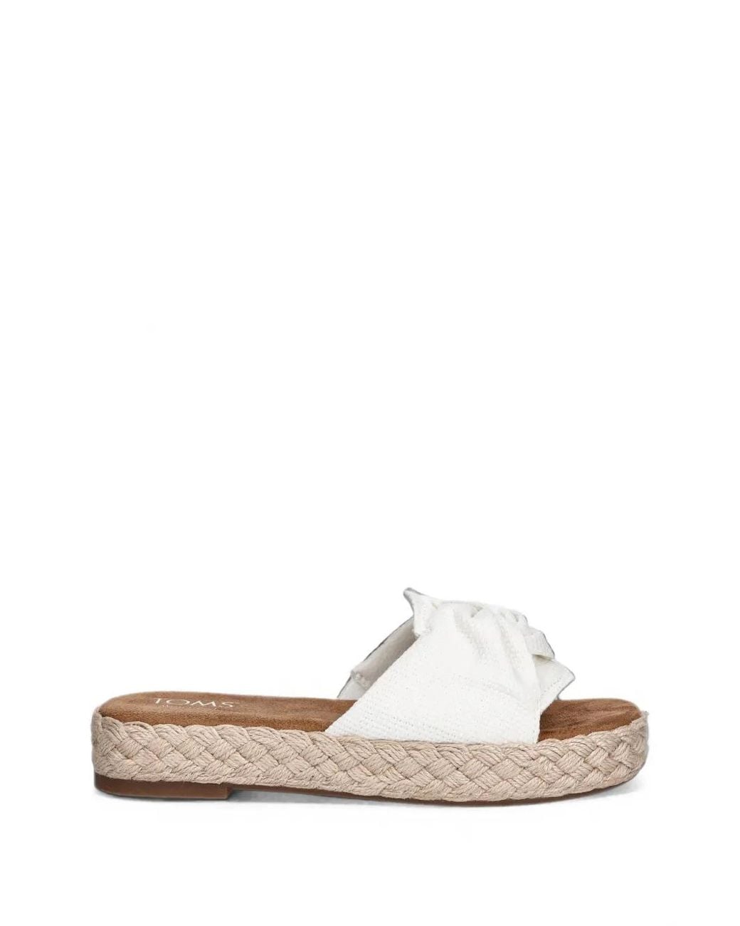TOMS White Abby Twist-Detail Espadrille Slides